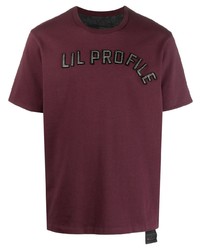 dunkelrotes verziertes T-Shirt mit einem Rundhalsausschnitt von Coach