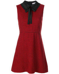 dunkelrotes Wollkleid mit Hahnentritt-Muster von RED Valentino