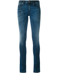 dunkeltürkise enge Jeans aus Baumwolle von Diesel