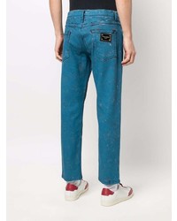 dunkeltürkise bedruckte Jeans von Dolce & Gabbana