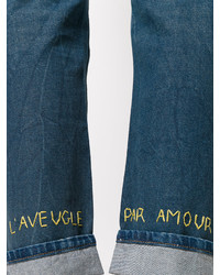 dunkeltürkise bestickte Jeans von Gucci