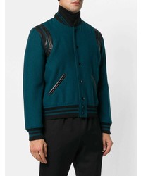 dunkeltürkise Collegejacke von Saint Laurent