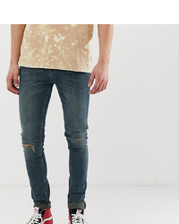 dunkeltürkise enge Jeans mit Destroyed-Effekten von ASOS DESIGN