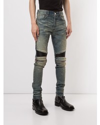 dunkeltürkise enge Jeans mit Destroyed-Effekten von Amiri