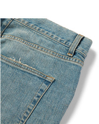 dunkeltürkise enge Jeans mit Destroyed-Effekten von Saint Laurent