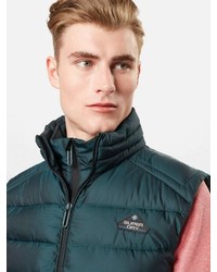 dunkeltürkise gesteppte ärmellose Jacke von Superdry