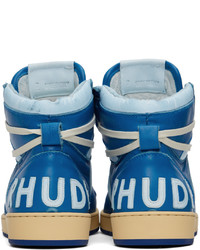 dunkeltürkise hohe Sneakers aus Leder von Rhude