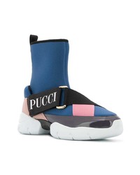 dunkeltürkise hohe Sneakers aus Segeltuch von Emilio Pucci