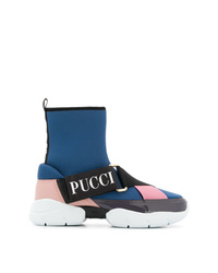 dunkeltürkise hohe Sneakers aus Segeltuch von Emilio Pucci