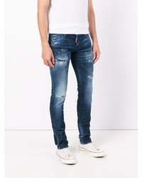 dunkeltürkise Jeans mit Destroyed-Effekten von DSQUARED2