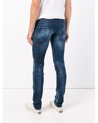 dunkeltürkise Jeans mit Destroyed-Effekten von DSQUARED2