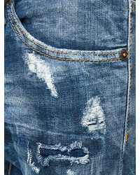 dunkeltürkise Jeans mit Destroyed-Effekten von DSQUARED2