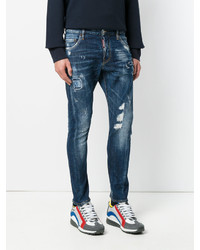 dunkeltürkise Jeans mit Destroyed-Effekten von DSQUARED2