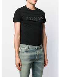 dunkeltürkise Jeans mit Destroyed-Effekten von Balmain