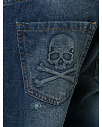 dunkeltürkise Jeans mit Destroyed-Effekten von Philipp Plein