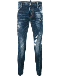 dunkeltürkise Jeans mit Destroyed-Effekten von DSQUARED2