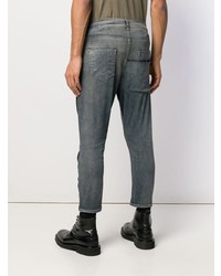 dunkeltürkise Jeans mit Flicken von Rick Owens DRKSHDW