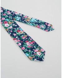 dunkeltürkise Krawatte mit Blumenmuster von Asos