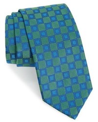 dunkeltürkise Krawatte mit geometrischem Muster