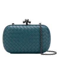 dunkeltürkise Leder Clutch von Bottega Veneta