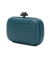 dunkeltürkise Leder Clutch von Bottega Veneta