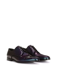 dunkeltürkise Leder Derby Schuhe von Dolce & Gabbana