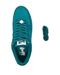 dunkeltürkise Leder niedrige Sneakers von A Bathing Ape