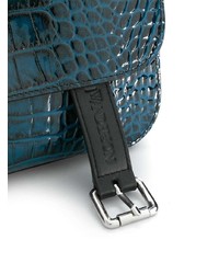 dunkeltürkise Satchel-Tasche aus Leder von JW Anderson