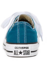 dunkeltürkise Segeltuch niedrige Sneakers von Converse
