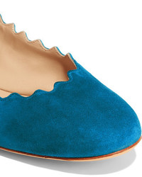 dunkeltürkise Wildleder Ballerinas von Chloé