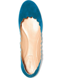 dunkeltürkise Wildleder Ballerinas von Chloé