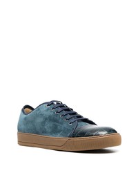 dunkeltürkise Wildleder niedrige Sneakers von Lanvin