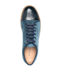 dunkeltürkise Wildleder niedrige Sneakers von Lanvin