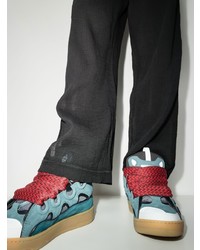 dunkeltürkise Wildleder niedrige Sneakers von Lanvin