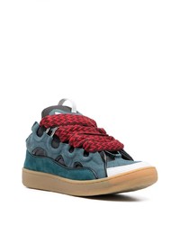 dunkeltürkise Wildleder niedrige Sneakers von Lanvin