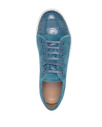 dunkeltürkise Wildleder niedrige Sneakers von Lanvin