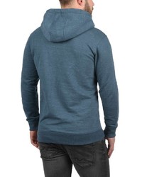 dunkeltürkiser bedruckter Pullover mit einem Kapuze von BLEND