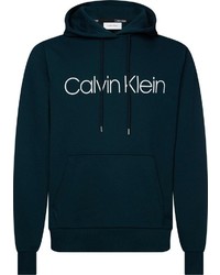 dunkeltürkiser bedruckter Pullover mit einem Kapuze von Calvin Klein
