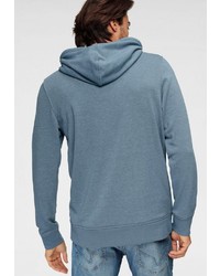 dunkeltürkiser bedruckter Pullover mit einem Kapuze von Jack & Jones