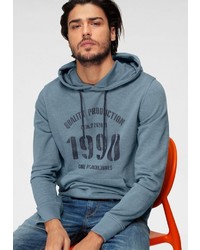 dunkeltürkiser bedruckter Pullover mit einem Kapuze von Jack & Jones