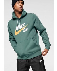 dunkeltürkiser bedruckter Pullover mit einem Kapuze von Nike SB