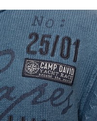 dunkeltürkiser bedruckter Pullover mit einem Rundhalsausschnitt von Camp David