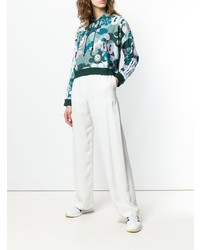 dunkeltürkiser bedruckter Pullover mit einer Kapuze von adidas