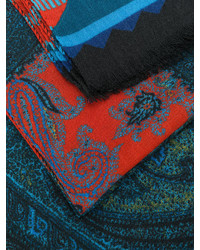 dunkeltürkiser bedruckter Schal von Etro