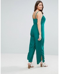 dunkeltürkiser bestickter Jumpsuit von Asos