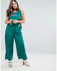 dunkeltürkiser bestickter Jumpsuit von Asos