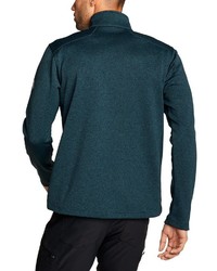 dunkeltürkiser Fleece-Pullover mit einem Reißverschluss am Kragen von Eddie Bauer