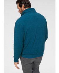 dunkeltürkiser Fleece-Pullover mit einem Reißverschluss am Kragen von mans world