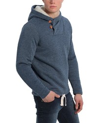 dunkeltürkiser Pullover mit einem Kapuze von BLEND