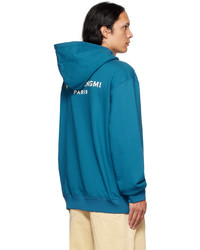 dunkeltürkiser Pullover mit einem Kapuze von Wooyoungmi